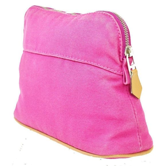 Hermes Fuchsia Pink Bolide Mini Pouch Cosmetic Cotton Canvas - Picture 4 of 13